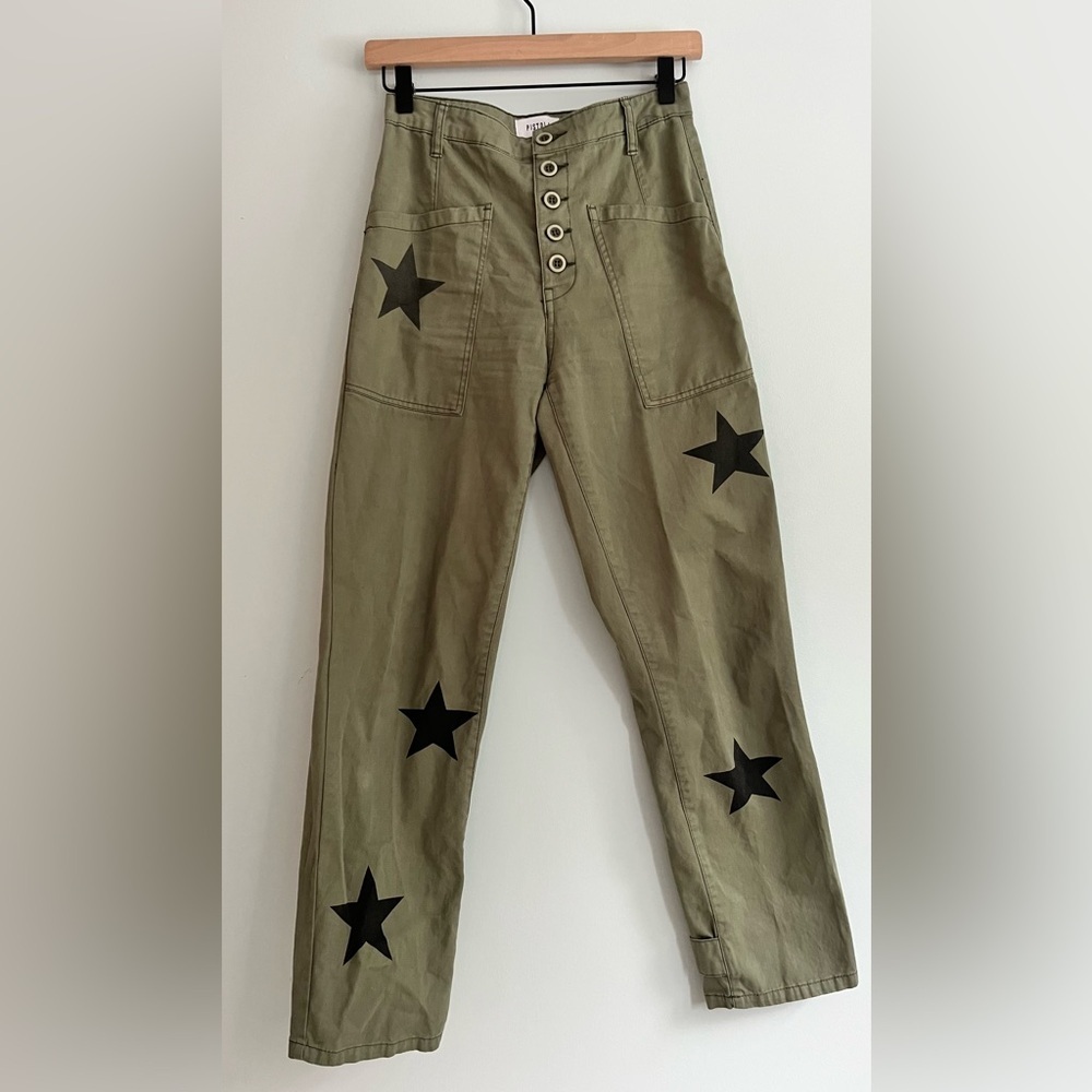 Pistola Tammy Star Trousers Size 24 Green Black - Picture 3 of 13